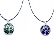 Set Of Two Necklaces,Silver Plated Tree of Life Pendant for Women,18 Inch Length
