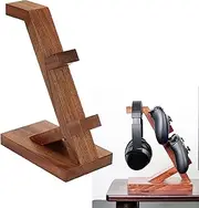 Wzenclave 2 Tier Wooden Controller Stand Gamer Controller Hanger and Headset Stand Universal Gamepad Desk Storage Organizer Compatible with Nintendo Switch, Xbox One, PS4, PS5 ,8BitDo Controllers