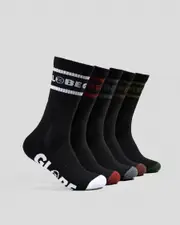 [Globe] Globe Men's Tilt Crew Socks 5 Pack in Black/Assorted One Size Black/Assorted
