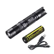 P12 Flashlight - 1000 Lumens XM-L2 U2 +NL1834R Battery and USB Cable