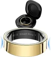 Smart Ring Smart Rings for Men Women Smart Ring Android Fitness Ring Sleep Tracker Heart Rate SpO2 Knife HRV Monitor Period Reminder Calorie Distance Tracking Pedometer (Golden, #12-21.6 mm)