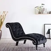 Chaise Lounge Black Velvet Living Room Chaise