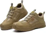 [BIAJIAZHUA] Construction Shoes Slip-Resistant Outsole,Working Shoes for Women,Steel Toe Boots Comfortable Lightweight Slip Resistant,Steel Toe Boots for Men Anti-Smash Anti-Colision(Brown,8.5)