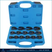 Crow foot Flare Nut Wrench Set 15pc 3/8 1/2in Drive Ratchet Extension Large Tool
