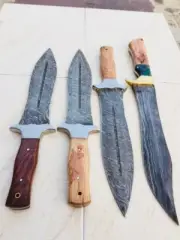 CUSTOM HAND MADE DAMASCUS STEEL FIXED BLADE SKINER KNIFE 35(lot of 4).