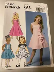 Butterick Pattern B5980 Girls Lined Dress w/Princess Seams w/Variations Sz 2-5