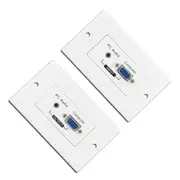 VGA Monitor Cable Plug Socket + 3.5mm PC Audio Jack In-Wall Extender Cat5 Cat6