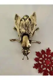 Vintage Fly Ashtray Large Brass Hinged Wings Wasp Bug Insect Stash Box Decor