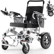 30+ Miles Long Travel Range, Electric Wheelchair for Adults Lightweight Foldable, All Terrain Motorized Power Wheelchair for Seniors Portable, Airline Approved