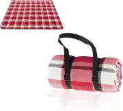 Outdoor Waterproof Picnic Blanket 200x200cm - Red Tartan Design, Sandproof Beach