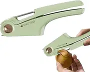 Kitchen Garlic Press - 4-in-1 Heavy Duty Manual Garlic Rocker Crusher,Handheld Peeling Gadget, Squeezer Tool with Anti-Slip Handle for Professional Chefs