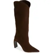 Jeffrey Campbell Pinpoint Pointed Toe Knee High Boot in Brown Suede at Nordstrom, Size 5
