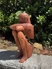 Hand carved wooden abstract crouching statue from Bali- 12x3 inches
