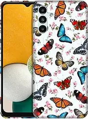 [GlamCase] for Samsung Galaxy A13 5G, Galaxy A13 5G Case - Floral Butterfly Pink Design Printed Slim & Sleek Cute Hard Plastic Snap on Protective Designer Back Phone Case/Cover for Samsung A13 5G