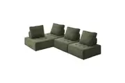 Oikiture 4PCS Modular Sofa Lounge Chair Armless TOFU Back Sherpa Green