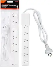 Surge Protector Power Strip, Plugd 6-Outlet Outlet Powerboard, Flat Plug with 1 Meter Extension Cord, Overload Surge Protection, Wall Mount for Home Office, SAA Approved AU (6 Outlets)