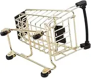 FONDOTIN 1PC Mini Shopping Cart Storage Basket Decorative Trolley for Office Sundries Accessories Cute Desktop Props Golden Color for Home Kitchen Organization