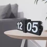 US (All Black)Flip Clock PVC Stainless Steel Battery Powered Retro Mechanical HG