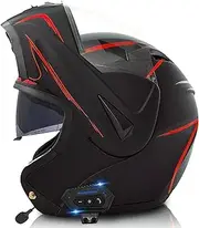 Modular Motorcycle Bluetooth Helmet with Double Sun Visor,Flip Up Motorbike Full Face Helmet,DOT/ECE Approved Built-in Speaker Bluetooth Microphone for Automatic Answering