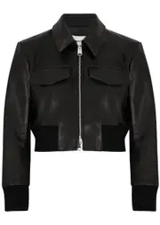 Khaite Hector Cropped Leather Jacket - Black - S S