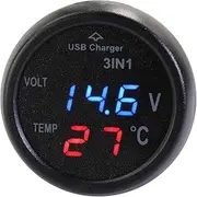 Generic 3-in-1 Multifunctional Digital Voltage Temperature Monitor Multimeter Car Motorcycle Battery Voltmeter Temperature Tester