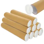 10 Pack 2x12 Inch Mailing Tubes with Caps for Packaging Posters Artworks