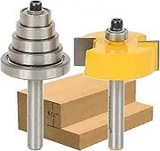 Router Bits Set Rabbet & Bearing Set 1/2-Inch Height with 6 Bearings 1/4-Inch Shank 14705q
