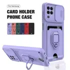 Shockproof Stand Case For Samsung S22 Ultra S21 S20 FE Lanyard Card Holder Cover
