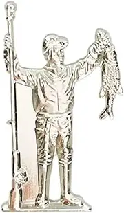 Silver Fisherman Pin Badge, One Size, Metal