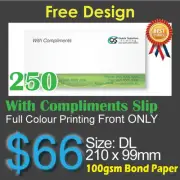 250 With Compliment Slip Full Colour Printing (Front Only)on 100gsm bond paper