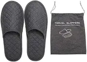 [ITODA] Travel Spa Slipper Foldable Portable Closed Toe Sandals Non Disposable Shoes Guest Indoor House Room Business Trip Party Washable Footwear with Bags