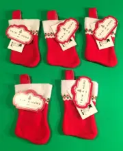 Vintage (5) KMART Trim A Home Christmas Red Miniature Felt Stockings NWT 5" Long
