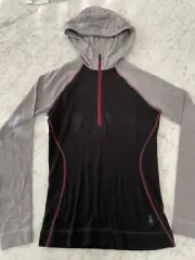 NWT Smartwool Women Merino Wool 250 1/4 Zip Baselayer Top Pullover Hood Black XS