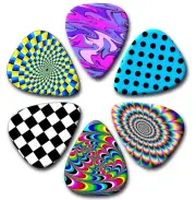 6 MIXED RETRO Guitar Picks ~ Plectrums, Genuine Celluloid Guitar Picks