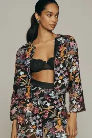 NWT Anthropologie Tiny Floral Sequin Blazer size S
