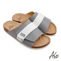 在飛比找momo購物網優惠-【A.S.O 阿瘦集團】足健康寬版自黏帶拖鞋-男款(灰色)