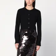 [Loulou Studio] Black cropped cashmere cardigan M Black
