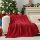 Amélie Home Chenille Christmas Throw Blanket for Couch, Chunky Knit Blanket w