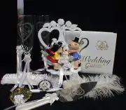 PORKY PIG Wedding Cake Topper Glasses server Book LOT Country Western Farmer