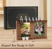 Anniversary Keepsake Box with Family Statue- Wooden Picture Frame for Walnut