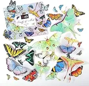 LET'S RESIN Realistic Paper Butterfly Moth,46 Pcs Double-Sided Faux Butterfly,Vintage Floral Decoration,Epoxy Resin Supplies/Accessories for Resin Art,Crafts,Molds