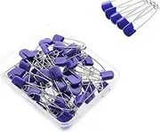 Waykino 50PCS Kids Pins Plastic Head Baby Safety Pins Safety Hold Clip Locking Infant Cloth Nappy(Purple)