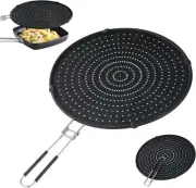 Splatter Guards for Frying, 13 Inch Silicone Grease Screen Pan with Latest Cover