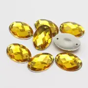 100 Gold Flatback Acrylic Oval Sewing Rhinestone Button 13X18mm Sew on beads