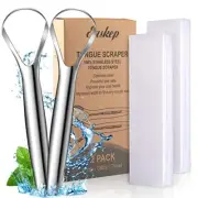 Tongue Scraper Wide-Head Tongue Cleaner With Nice Box, Stainless Steel (2 Pack)