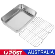 Baking Pan Stainless Steel Roasting Cookie Sheet Deep Oven Tray with Rack Set