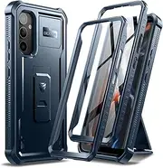 [Dexnor] Full Body Case for Samsung Galaxy A54【Double Front Frame & Kickstand 】, Bumpershock Technology Drop Protection Rugged Phone Cover Shockproof Protective Bumper Case - Navy Blue