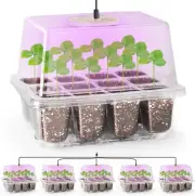 5 Pack Seed Starter Tray with Adjustable Humidity Domes and LED Grow Light