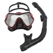Diving Mirror Breathing Tube Set for Men and Women New Adult Large Frame Silicone Face Mirror Swimming Submarine Mask-Black
