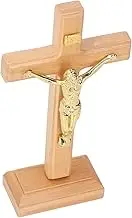 Crucifix Table Cross Religious Prayer Supplies Desktop Light Brown Standing Decoration Base Wood Beech Cathedral Catholic Jesu Crucifix Floral Arranging